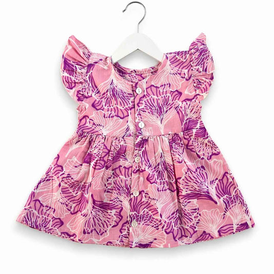 Cotton frill sleeve frock - Lilac Garden