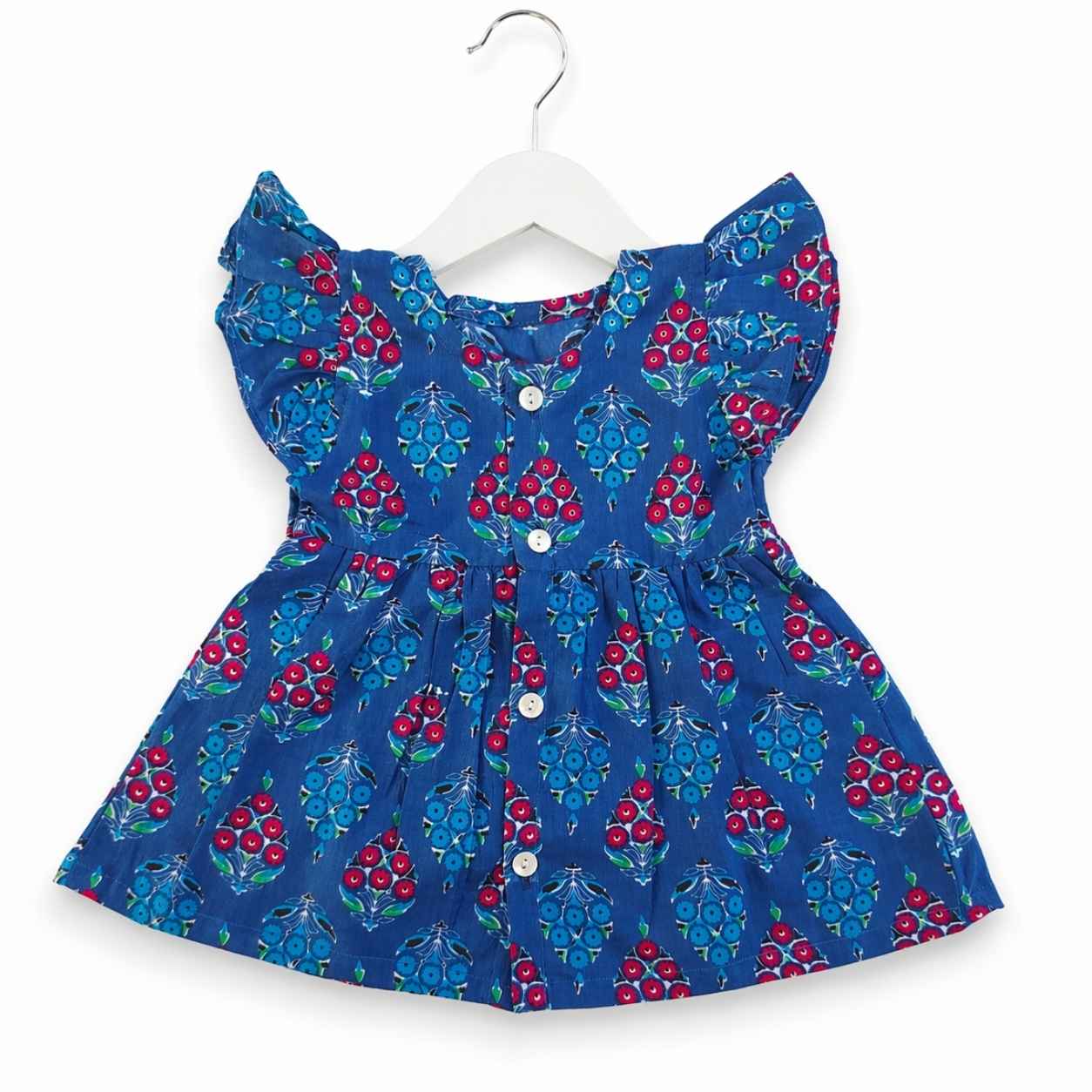 Cotton frill sleeve frock - Blueberry Blossom