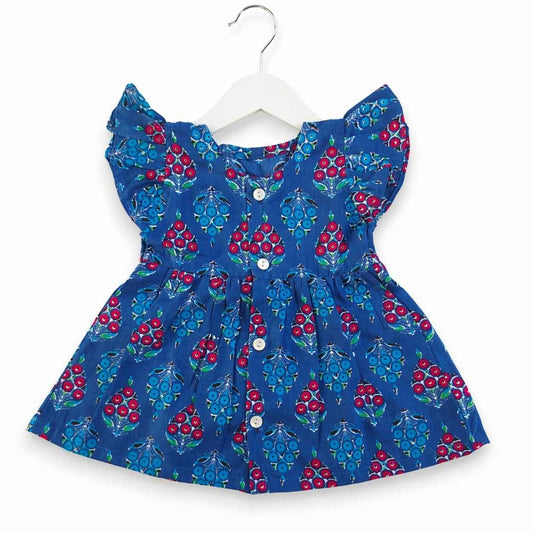 Cotton frill sleeve frock - Blueberry Blossom