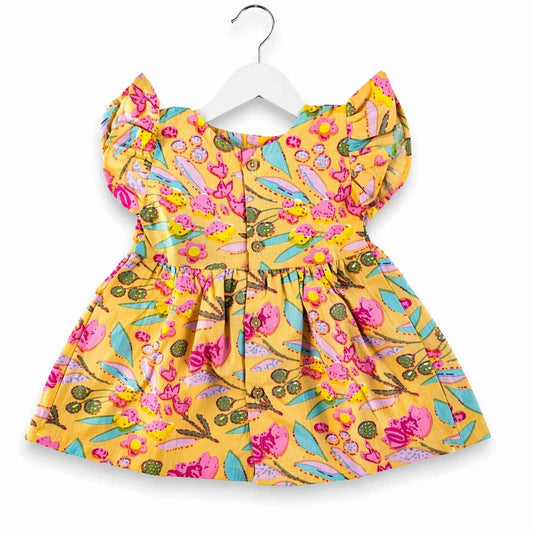 Cotton frill sleeve frock - Little Sunshine