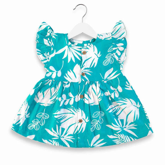 Cotton frill sleeve frock - tropical Breeze