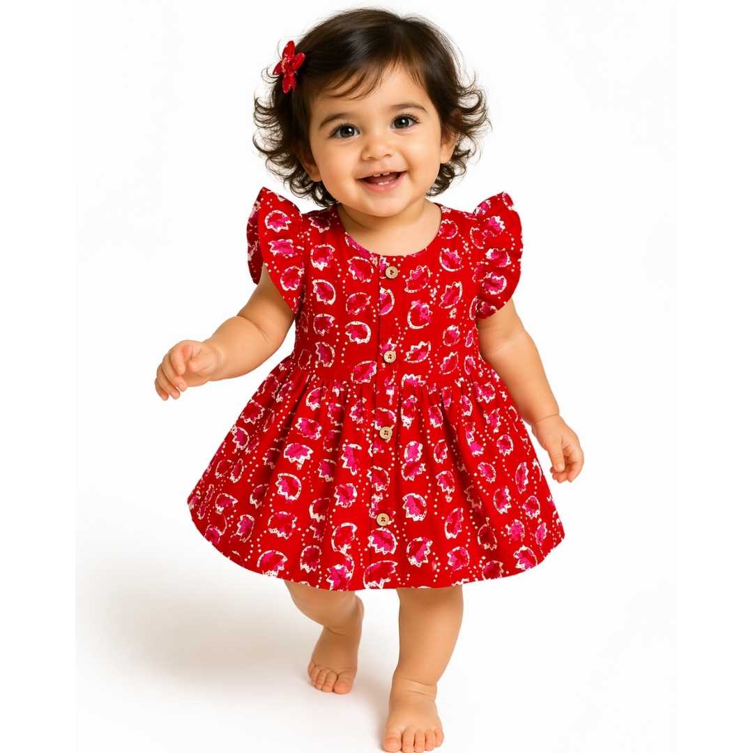 Cotton frill sleeve frock - Little Scarlet