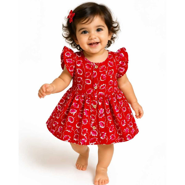 Cotton frill sleeve frock - Little Scarlet - alt view