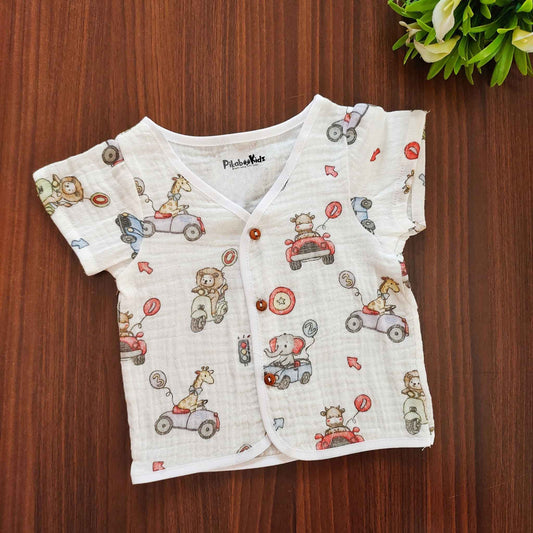 Muslin Half sleeve Button Jabla - travel