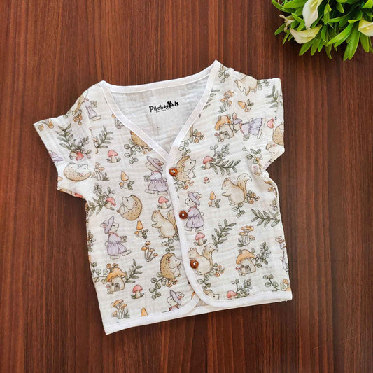 Muslin Half sleeve Button Jabla - Forest