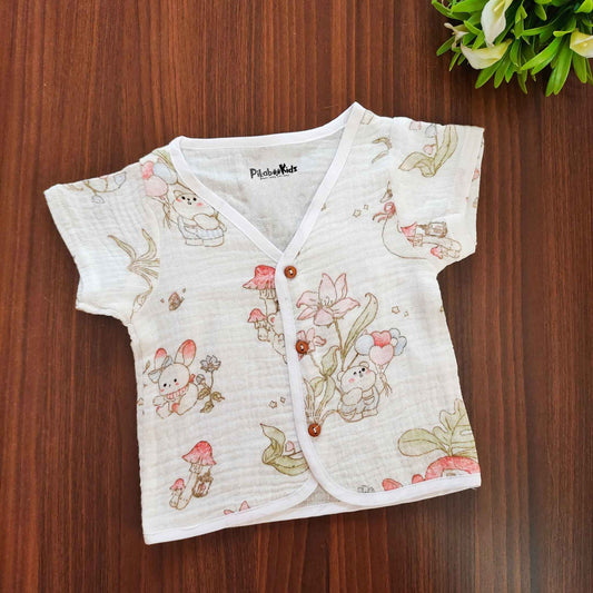 Muslin Half sleeve Button Jabla - bunny