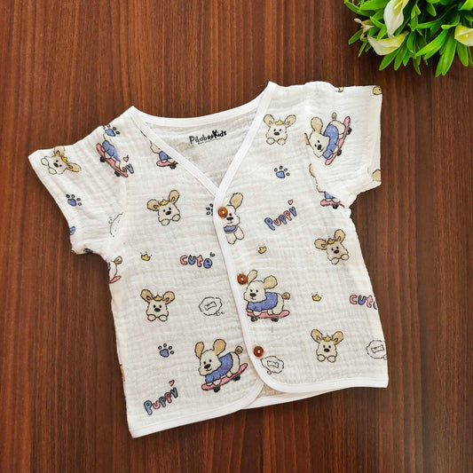 Muslin Half sleeve Button Jabla - puppy