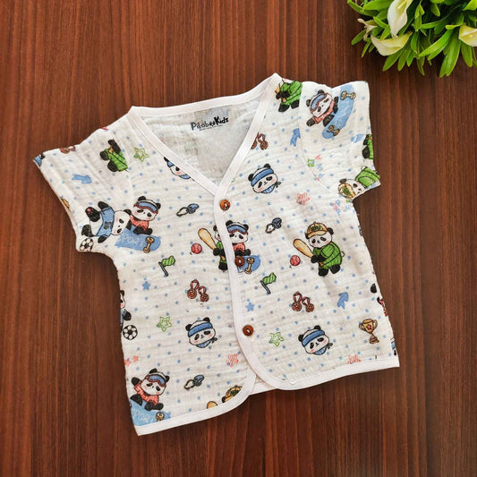 Muslin Half sleeve Button Jabla - ninja