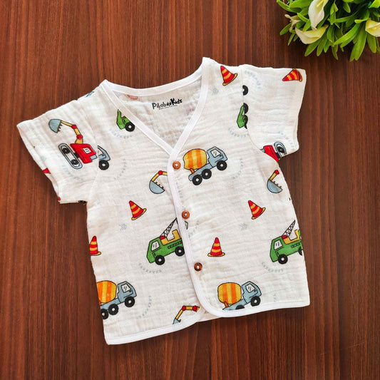 Muslin Half sleeve Button Jabla - Heavy vehicles