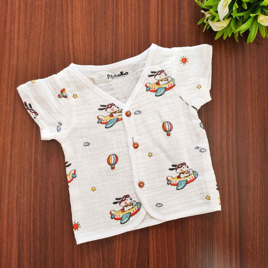 Muslin Half sleeve Button Jabla - adventure
