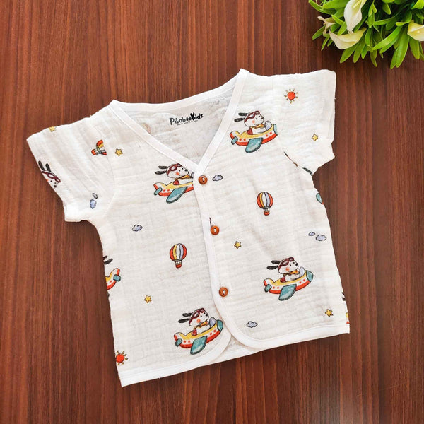 Muslin Half sleeve Button Jabla - adventure
