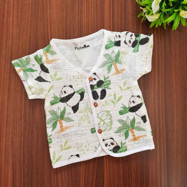 Muslin Half sleeve Button Jabla - Panda