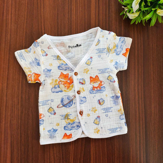 Muslin Half sleeve Button Jabla - cat