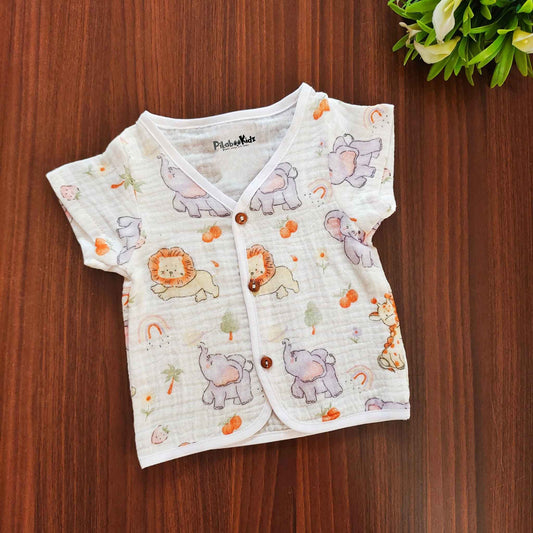 Muslin Half sleeve Button Jabla - elephant