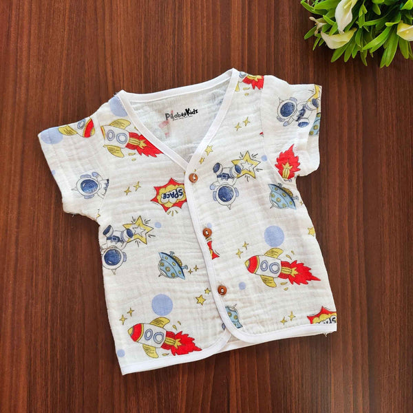 Muslin Half sleeve Button Jabla -  astronauts