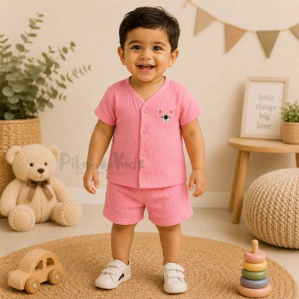 Crinkled Muslin Co-ord Set - Pink - alt view