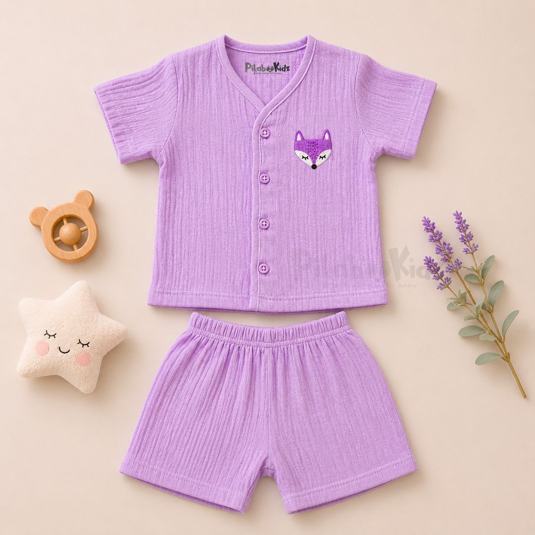 Crinkled Muslin Co-ord Set - Purple