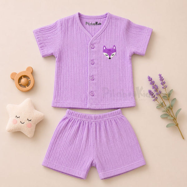 Crinkled Muslin Co-ord Set - Purple