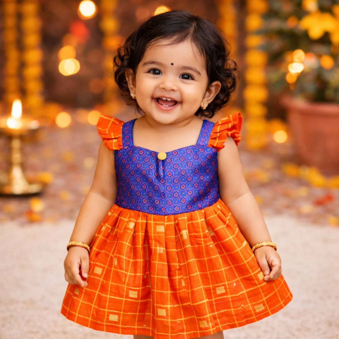 Ethnic frock - Blue and orange