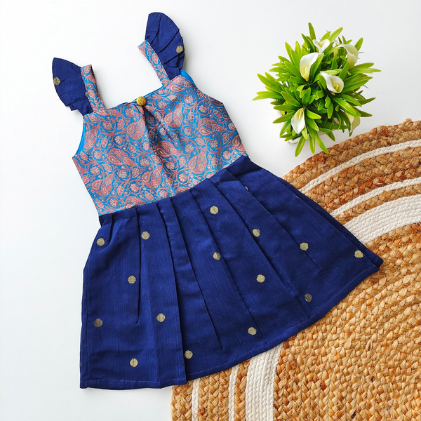 Ethnic frock - Navy blue and Skyblue - alt view