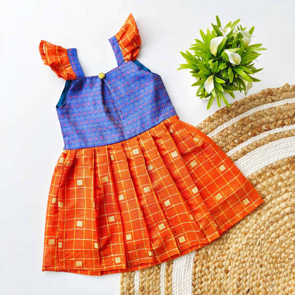 Ethnic frock - Blue and orange - alt view