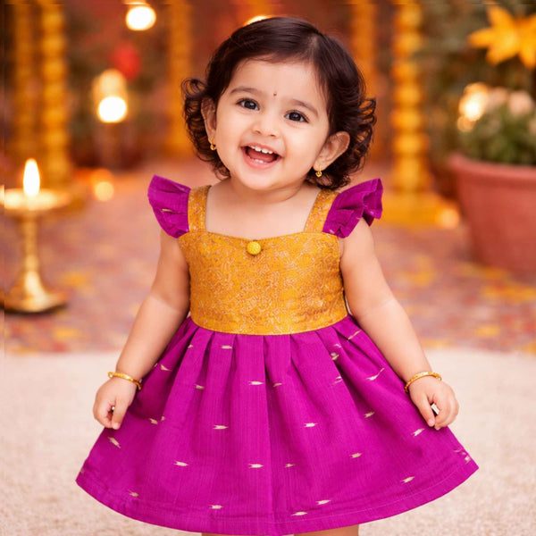 Ethnic frock - Purple and Mustard