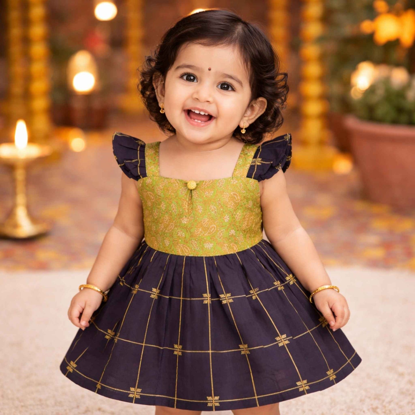 Ethnic frock - Green and Black