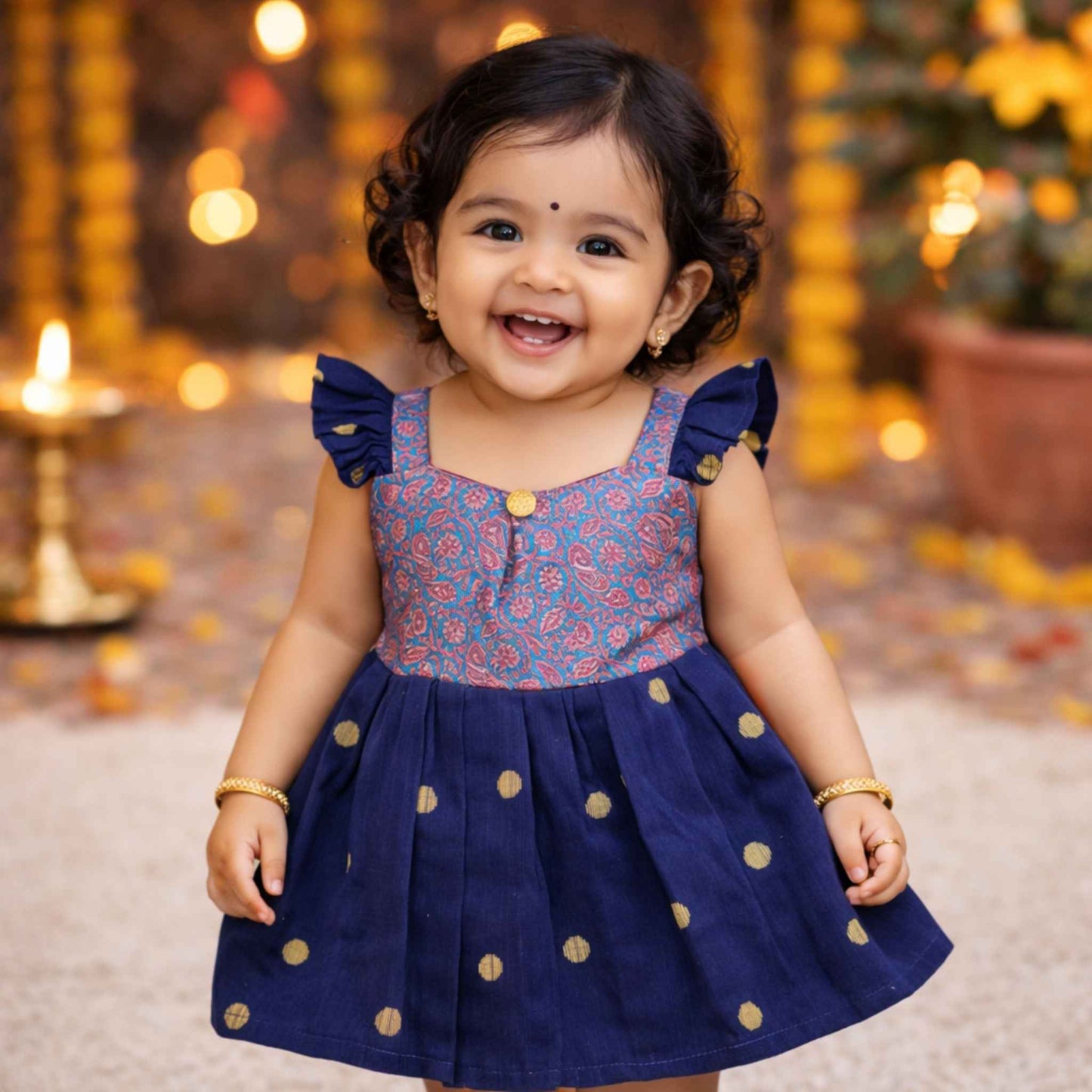 Ethnic frock - Navy blue and Skyblue