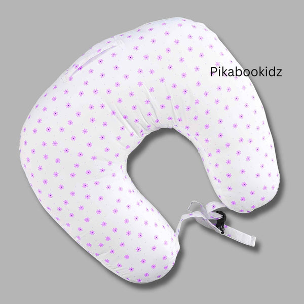 Feeding Pillow with buckle – Purple flowers