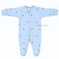 Footed Rompers 0-3M - Blue hearts