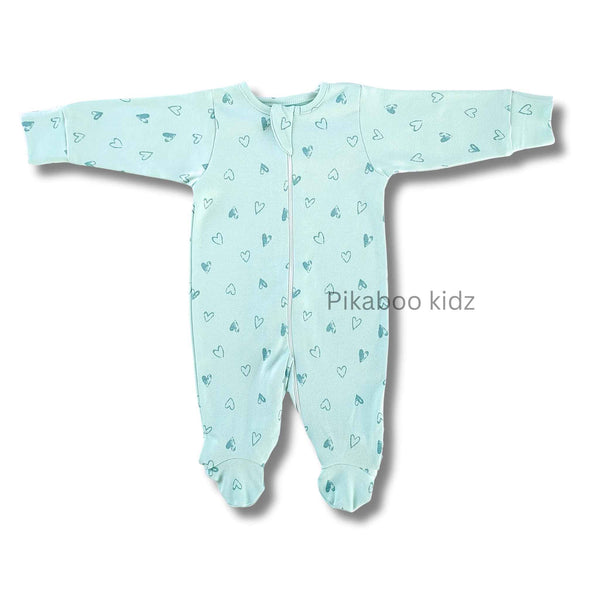 Footed Rompers 0-3M - Hearts