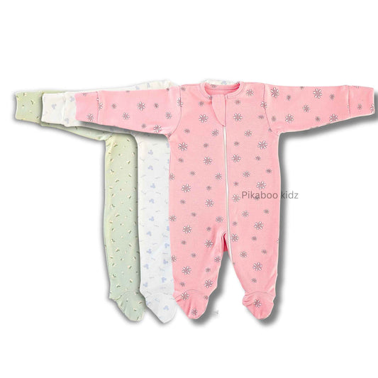 Full Footed Zipper Rompers 0-3M - 3 Combo (5)