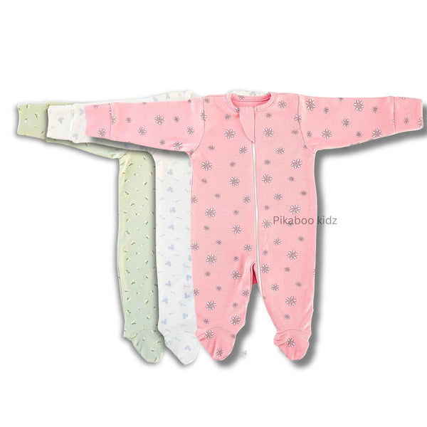 Full Footed Zipper Rompers 0-3M - 3 Combo (5)