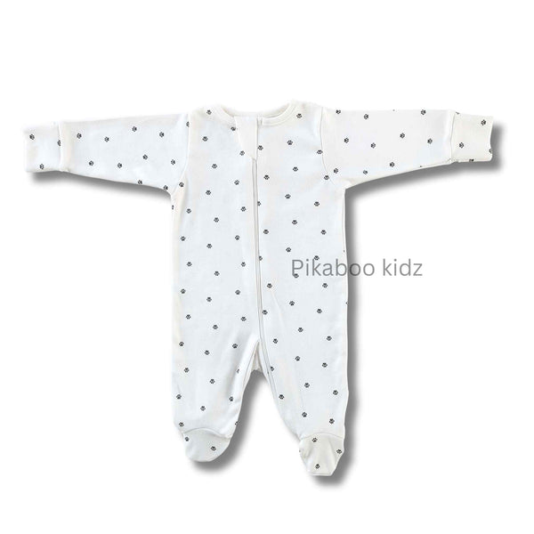 Footed Rompers 0-3M - Paw