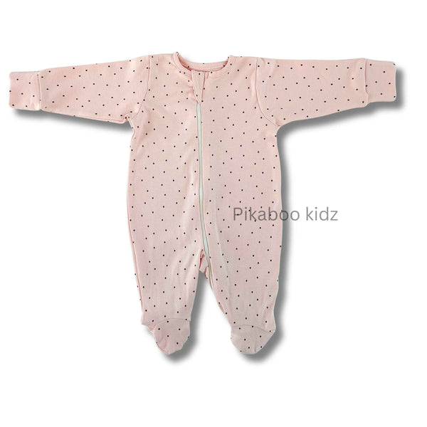 Footed Rompers 0-3M - Pastel Peach