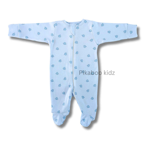 Footed Rompers 0-3M - Elephants