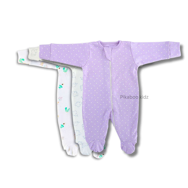 Full Footed Zipper Rompers 0-3M - 3 Combo (3)