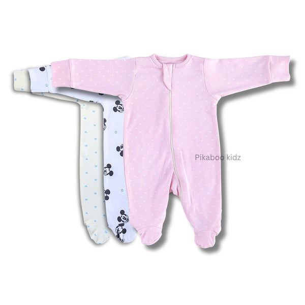 Full Footed Zipper Rompers 0-3M - 3 Combo (5)