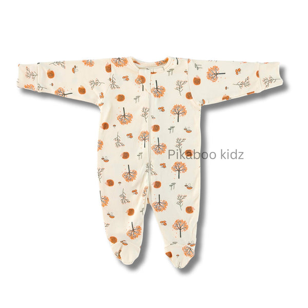 Footed Rompers 0-3M - Forest