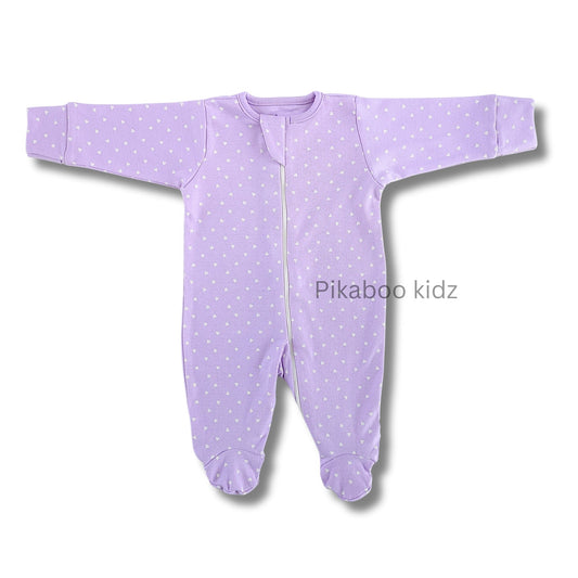 Footed Rompers 0-3M - Purple heart