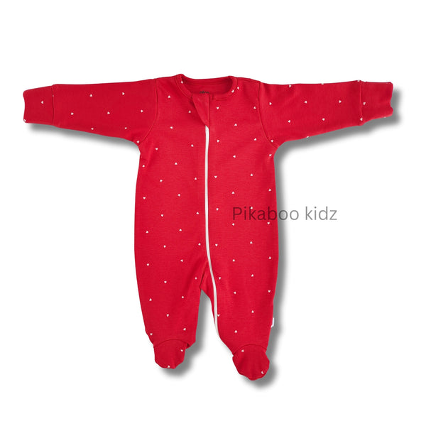 Footed Rompers 0-3M - Red