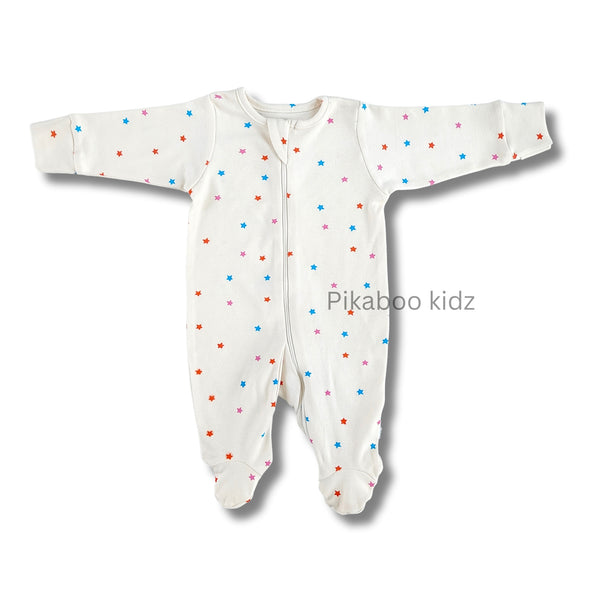 Footed Rompers 0-3M - Stars