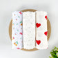 Combo of 3 Muslin Swaddles ( Heart, Star, Flowers )