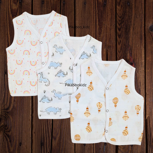 Muslin Button Jabla 0-3M Combo of 3 Pack