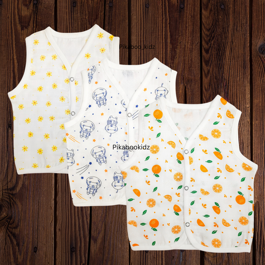 Muslin Button Jabla 0-3M Combo of 3 Pack
