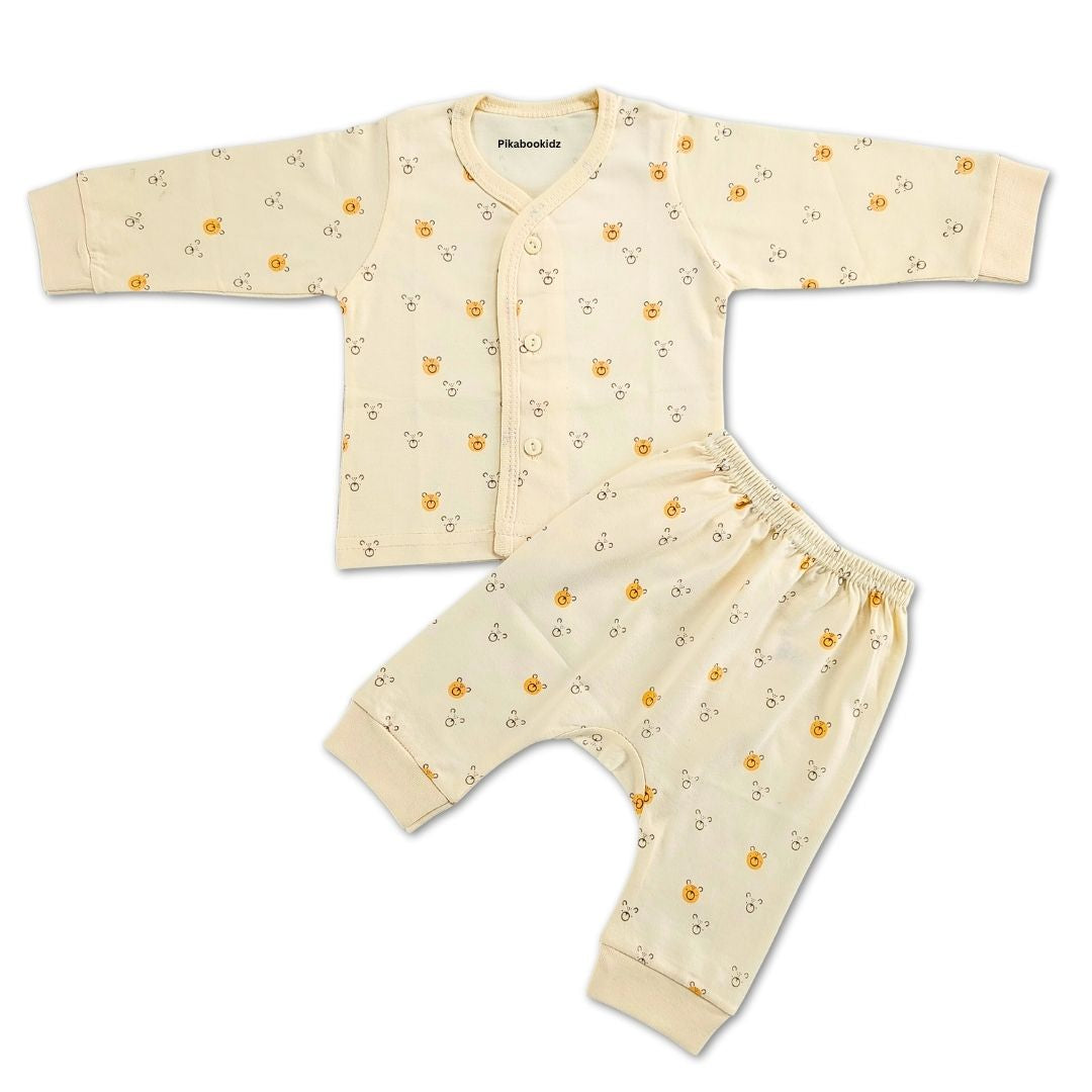 Full Sleeve Top with diaper pant Night Suit 0-3M - Yellow