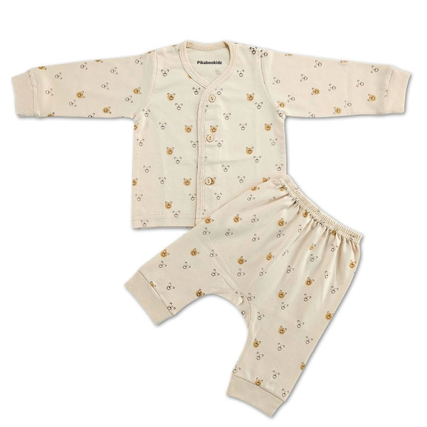 Full Sleeve Top with diaper pant Night Suit 0-3M - Cream