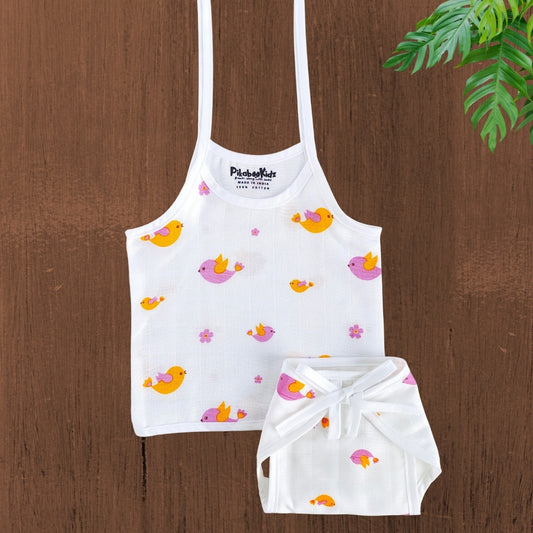 Muslin knot Jabla & Nappy set – Birds
