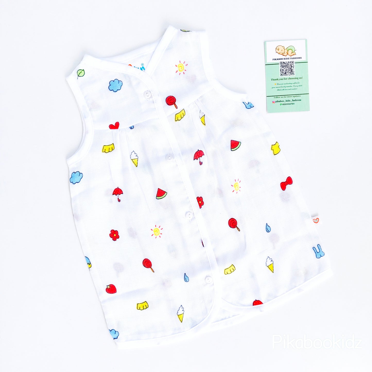 Muslin Button Frock 0-6M – Lollipop