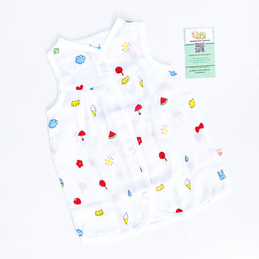 Muslin Button Frock 0-6M – Lollipop